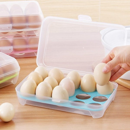 ⭐⭐⭐ (153+ Reviews)🥚 15-Grid Egg Storage Box – Fresh, Safe & Space-Saving