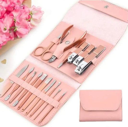 💅 16-in-1 Professional Manicure & Pedicure Kit – Grooming Tools with Travel Case