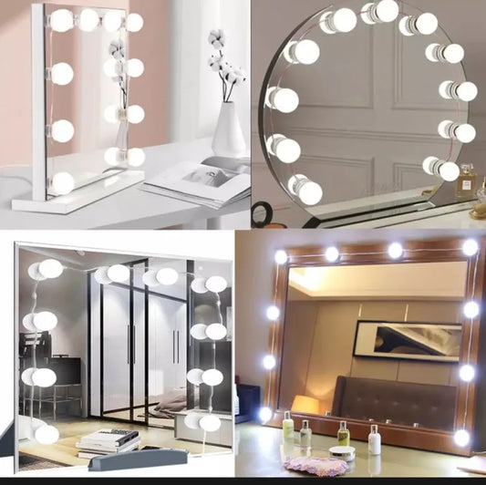 💡 Vanity Mirror LED Fill Light – 3 Colors Dimmable USB Wall Bulbs String | Adjustable Makeup Lighting