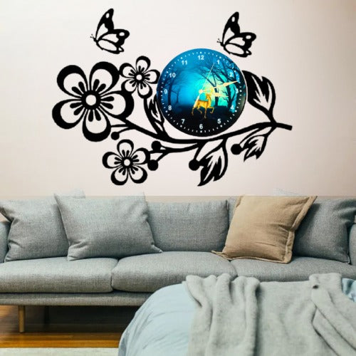 🌸 3D Wooden Flower Wall Clock – 25 Inch with Light | Elegant Home Décor Clock