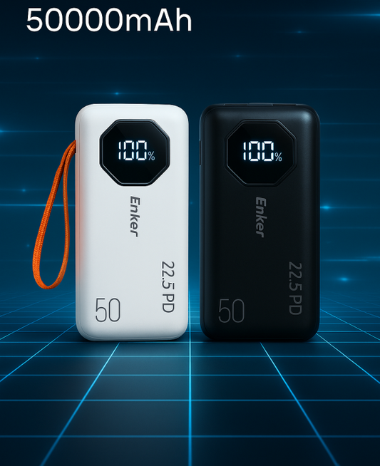 🔋 Enker 50000mAh Power Bank – Ultra High Capacity & Fast Charging