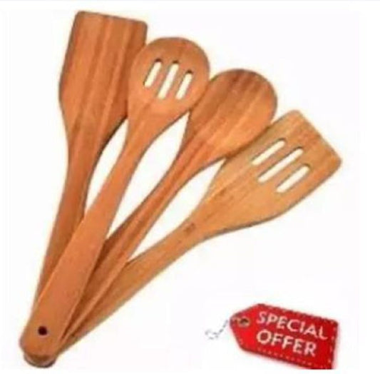 ⭐⭐⭐⭐ (69+ Reviews)🍴 Pack of 4 Wooden Spoon Set – Eco-Friendly Kitchen Essentials