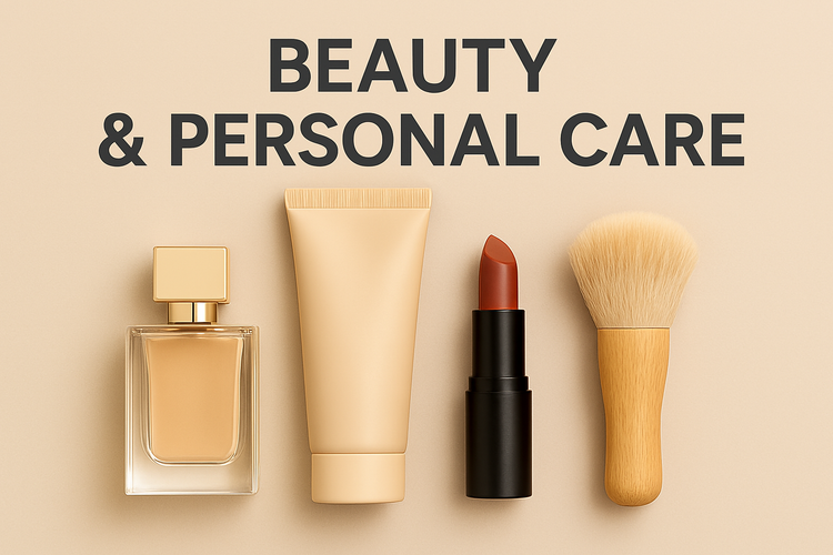 Elegant beauty and personal care products including skincare bottles, makeup brushes, and grooming tools – Cartably.store collection