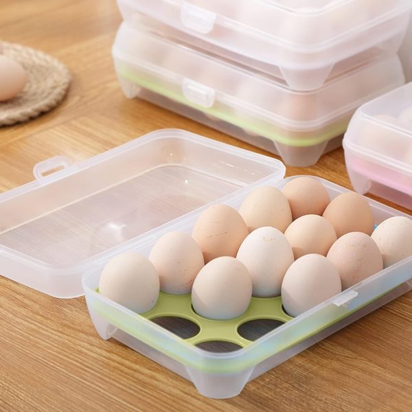 ⭐⭐⭐ (153+ Reviews)🥚 15-Grid Egg Storage Box – Fresh, Safe & Space-Saving