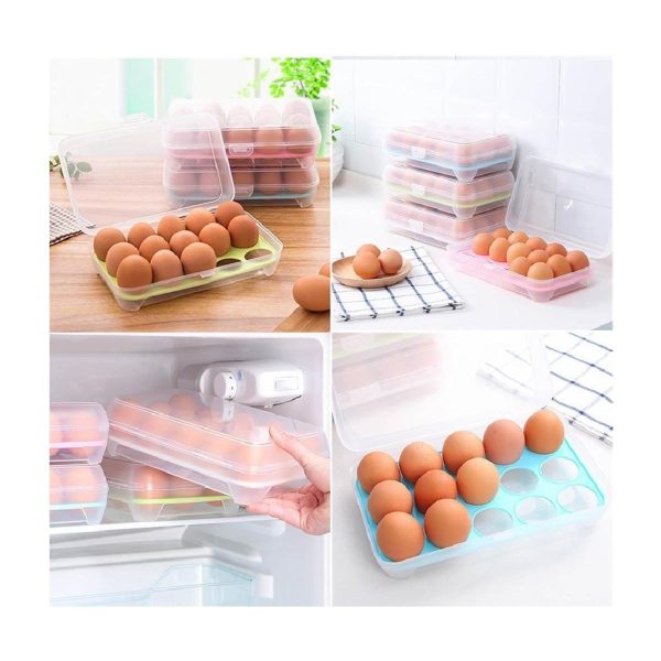 ⭐⭐⭐ (153+ Reviews)🥚 15-Grid Egg Storage Box – Fresh, Safe & Space-Saving