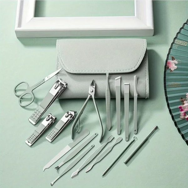 💅 16-in-1 Professional Manicure & Pedicure Kit – Grooming Tools with Travel Case