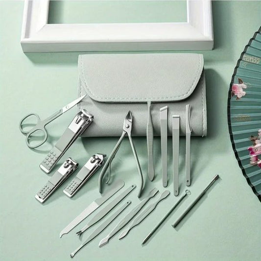 💅 16-in-1 Professional Manicure & Pedicure Kit – Grooming Tools with Travel Case