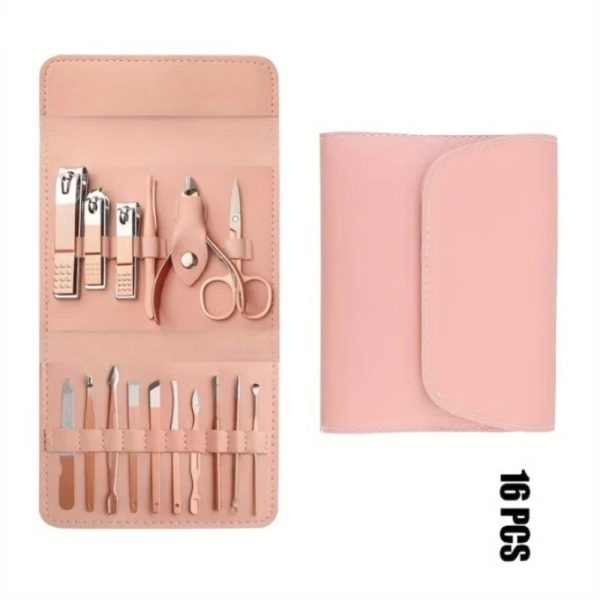💅 16-in-1 Professional Manicure & Pedicure Kit – Grooming Tools with Travel Case