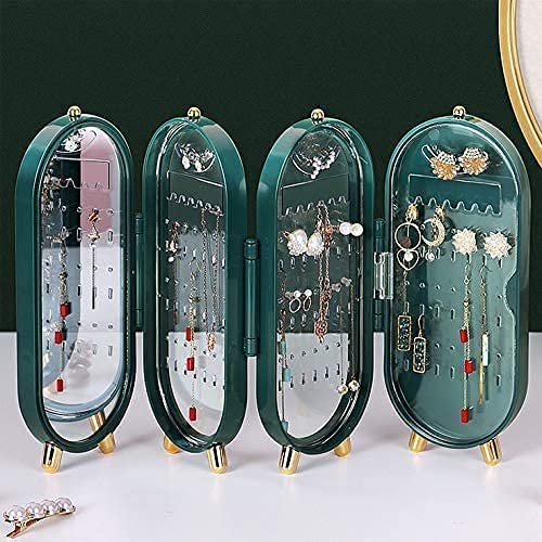 ⭐⭐⭐⭐☆ (4.6/5) Jewellery Box Organiser with Mirror – Foldable & Dustproof Storage Case (Random Color)
