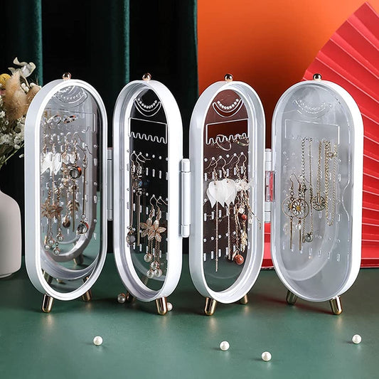 ⭐⭐⭐⭐☆ (4.6/5)  Jewellery Box Organiser with Mirror – Foldable & Dustproof Storage Case (Random Color)