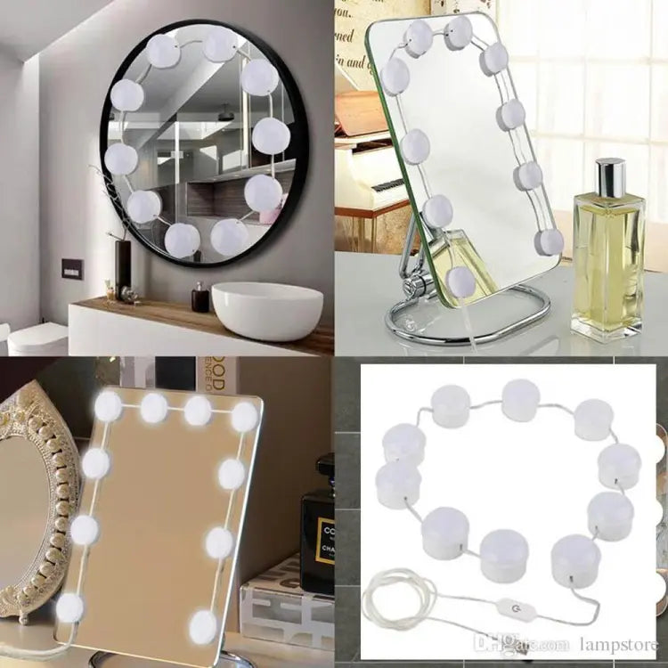 💡 Vanity Mirror LED Fill Light – 3 Colors Dimmable USB Wall Bulbs String | Adjustable Makeup Lighting