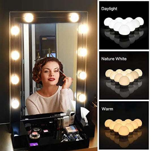 💡 Vanity Mirror LED Fill Light – 3 Colors Dimmable USB Wall Bulbs String | Adjustable Makeup Lighting