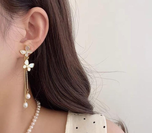 ⭐⭐⭐⭐☆ Unique Pearl Butterfly Tassel Earrings – Elegant Women Jewelry for Wedding & Parties