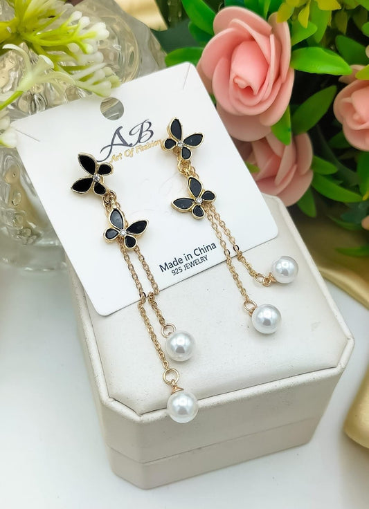 ⭐⭐⭐⭐☆ Unique Pearl Butterfly Tassel Earrings – Elegant Women Jewelry for Wedding & Parties