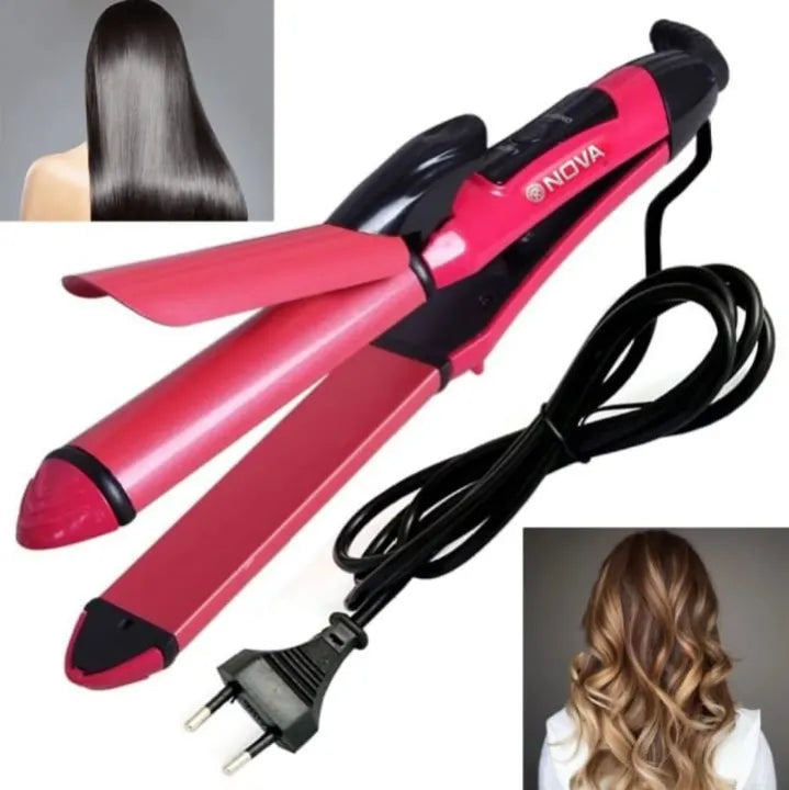 ⭐⭐⭐⭐ 2-in-1 Nova Hair Straightener & Curler – Dual Styling Tool (Model NH-2009)