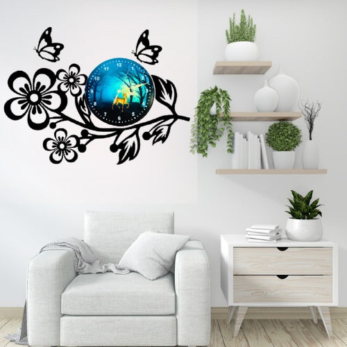🌸 3D Wooden Flower Wall Clock – 25 Inch with Light | Elegant Home Décor Clock