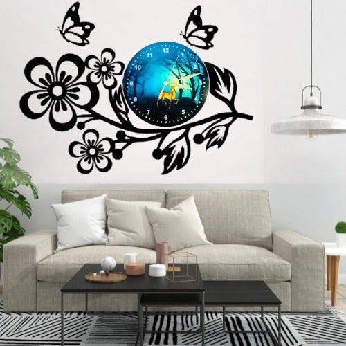 🌸 3D Wooden Flower Wall Clock – 25 Inch with Light | Elegant Home Décor Clock