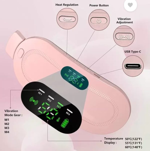 ⭐⭐⭐⭐⭐ (654+ Reviews) 🌸 Heating Pad for Women – Period Pain & Cramp Relief Belt | Portable Electric Massager with Heat & Vibration