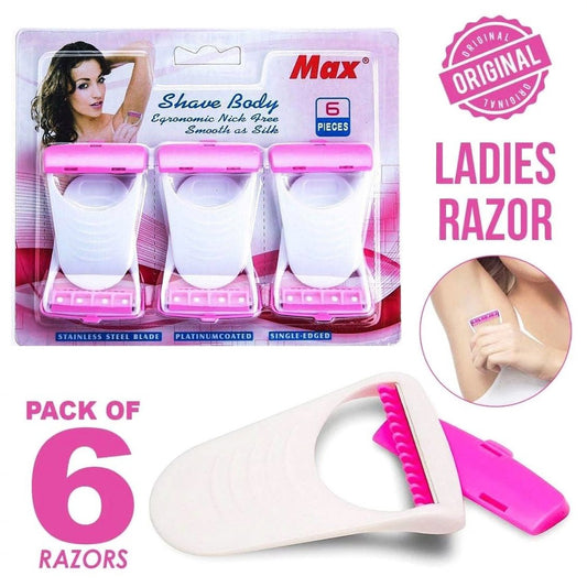 ⭐⭐⭐⭐⭐ (636+ Reviews) 💖 Safit Shave Body Razor – Pack of 6 ✨  White & Pink Disposable Razors for Women | Smooth & Gentle Hair Remover