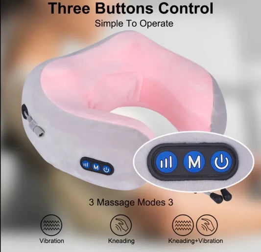 ⭐⭐⭐⭐⭐ U-Shaped Pillow Neck Massager – USB Rechargeable, Hot Compress & Vibration for Neck & Shoulder Pain Relief
