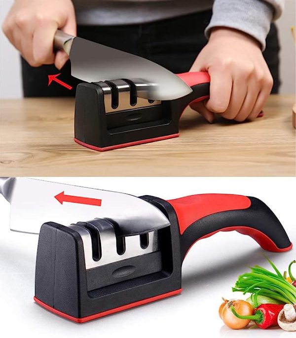 3-in-1 Knife Sharpener Set with Ceramic Peeler – Diamond Coated, 3-Stage Kitchen Tool
