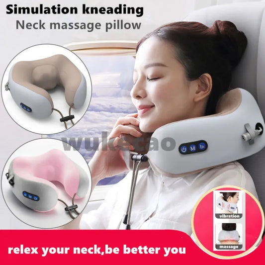 ⭐⭐⭐⭐⭐ U-Shaped Pillow Neck Massager – USB Rechargeable, Hot Compress & Vibration for Neck & Shoulder Pain Relief