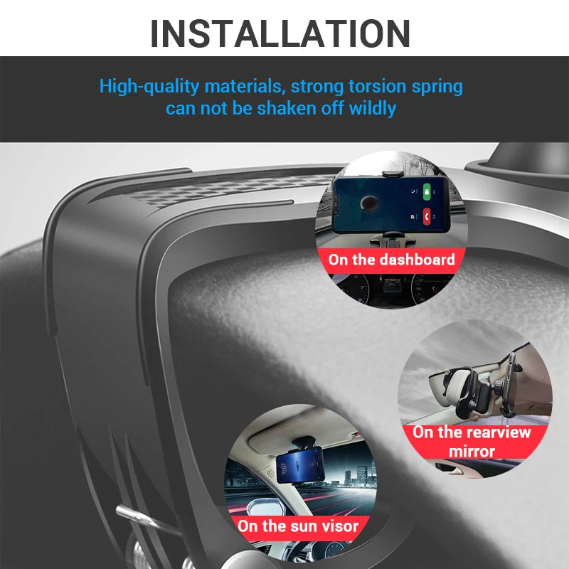 360° Car Phone Holder – Dashboard & Rearview Mirror Mount