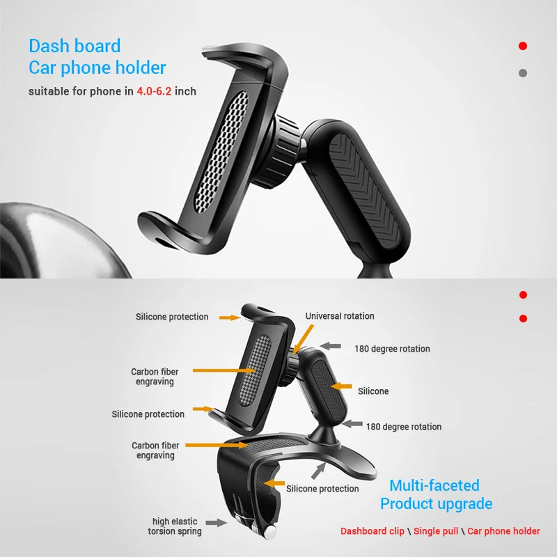 360° Car Phone Holder – Dashboard & Rearview Mirror Mount