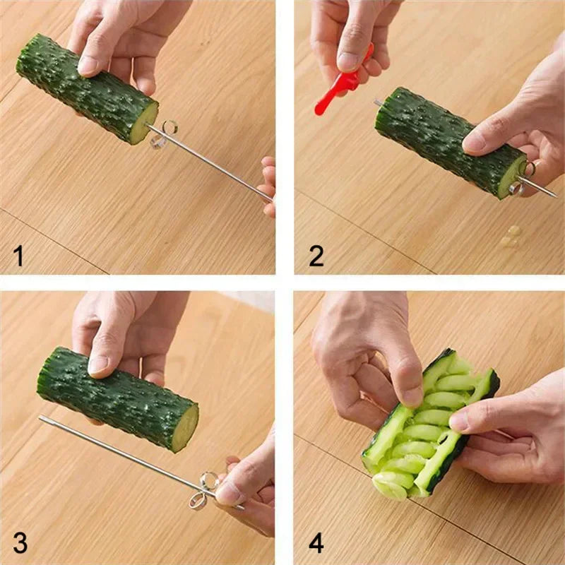 "Potato Spiral Slicer – Stainless Steel Vegetable Cutter" ✅