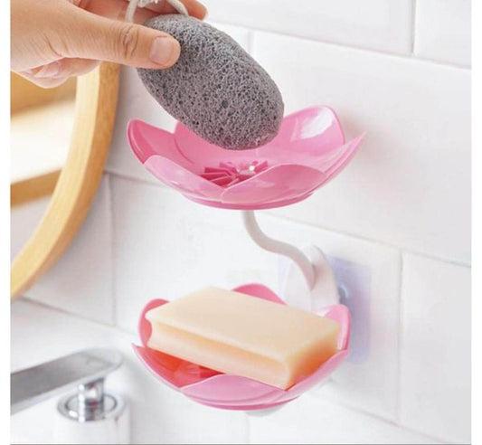 ⭐⭐⭐ (45+ Reviews) 🌸 Lotus Flower Wall-Mounted Soap Holder – 🚿 Self-Draining Bathroom & Kitchen Organizer