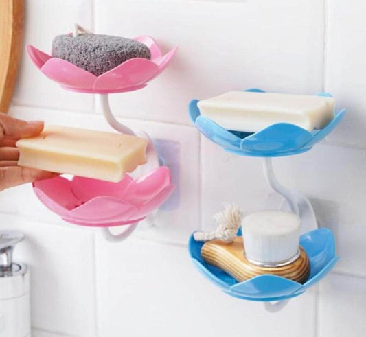 ⭐⭐⭐ (45+ Reviews) 🌸 Lotus Flower Wall-Mounted Soap Holder – 🚿 Self-Draining Bathroom & Kitchen Organizer
