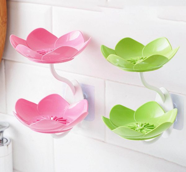 ⭐⭐⭐ (45+ Reviews) 🌸 Lotus Flower Wall-Mounted Soap Holder – 🚿 Self-Draining Bathroom & Kitchen Organizer