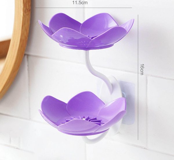 ⭐⭐⭐ (45+ Reviews) 🌸 Lotus Flower Wall-Mounted Soap Holder – 🚿 Self-Draining Bathroom & Kitchen Organizer