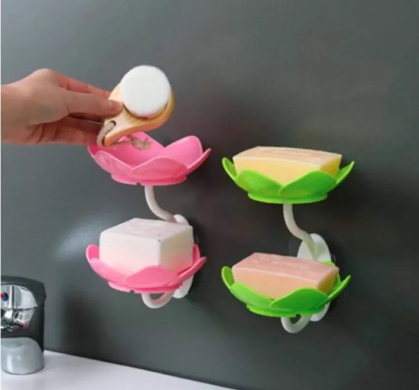 ⭐⭐⭐ (45+ Reviews) 🌸 Lotus Flower Wall-Mounted Soap Holder – 🚿 Self-Draining Bathroom & Kitchen Organizer