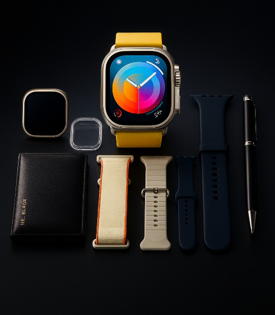 S200 Smart Watch – Full Display with 4 Straps, Wallet & Protective Cover