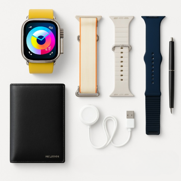 S200 Smart Watch – Full Display with 4 Straps, Wallet & Protective Cover