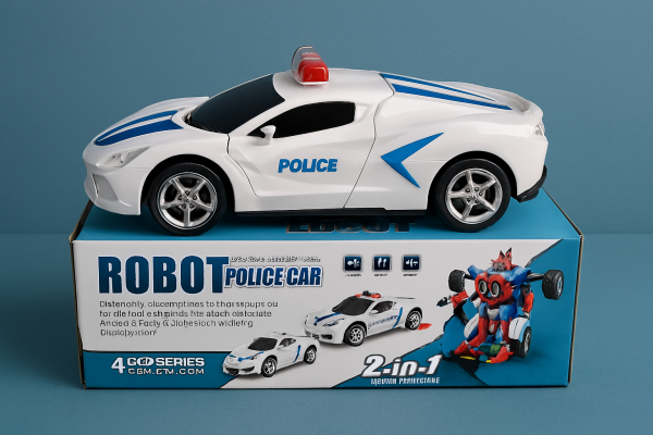 🚔 Robot Police Car – 2-in-1 Transformer Toy with Lights, Music & Action 🚨