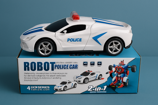🚔 Robot Police Car – 2-in-1 Transformer Toy with Lights, Music & Action 🚨